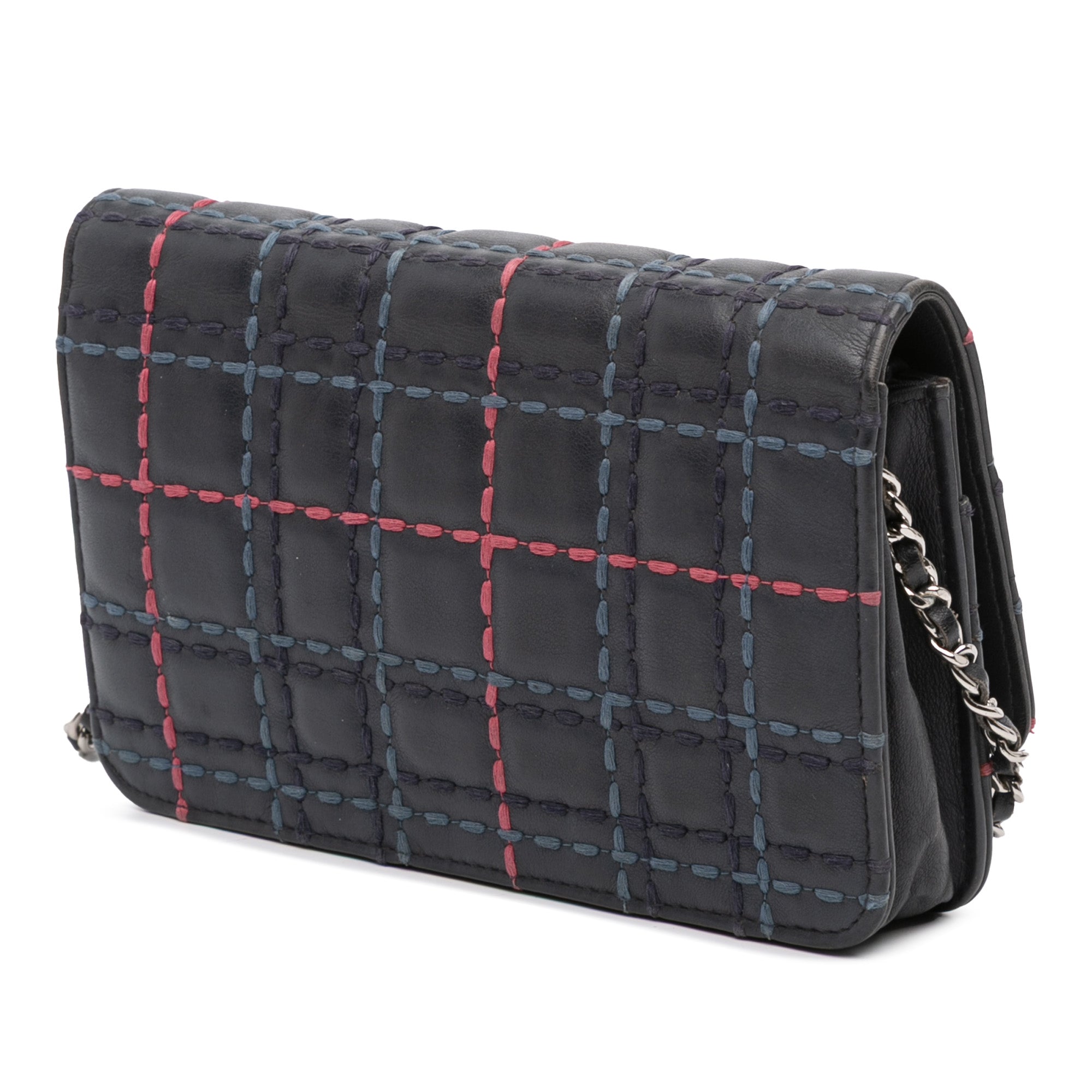 CC Square Stitched Calfskin Wallet on Chain