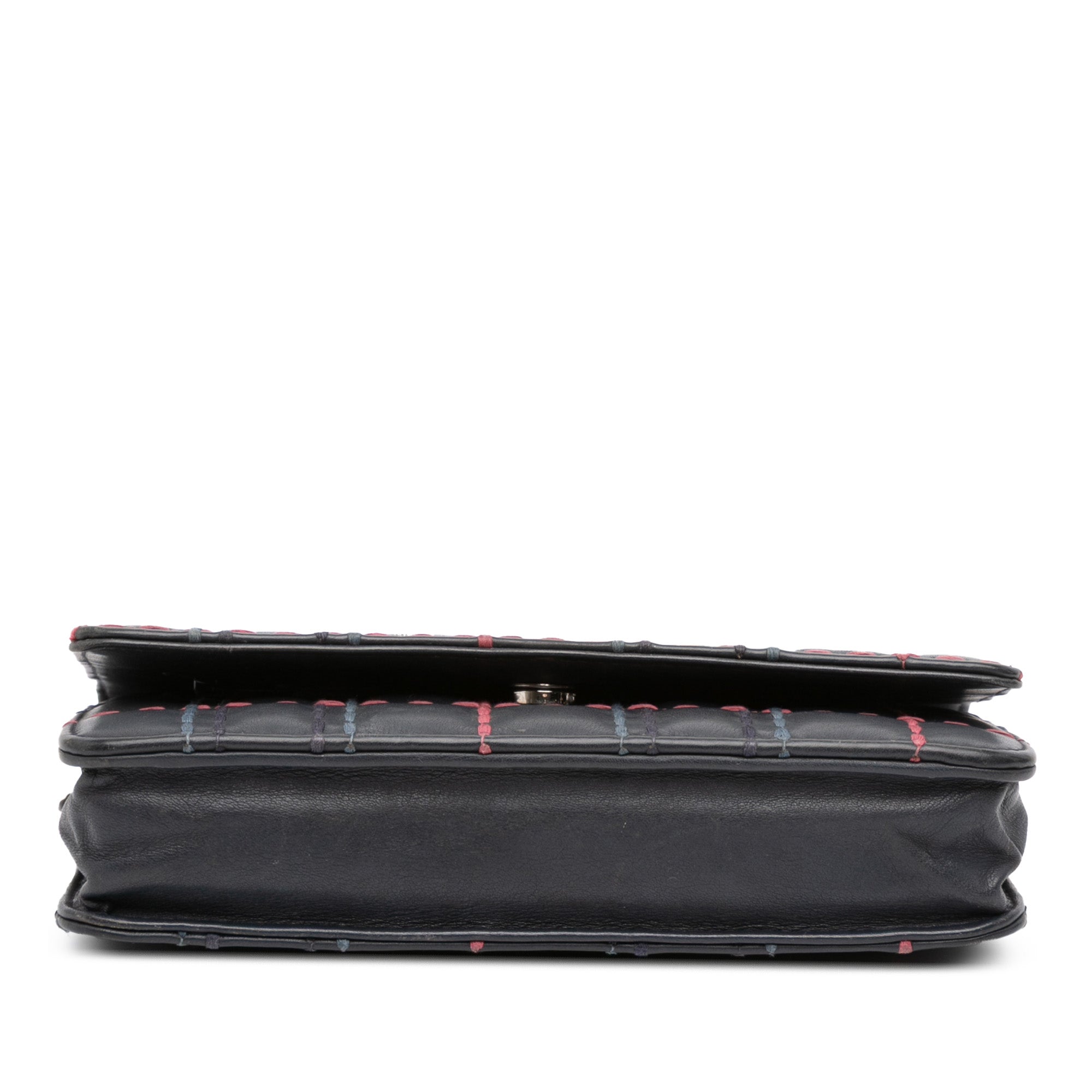 CC Square Stitched Calfskin Wallet on Chain