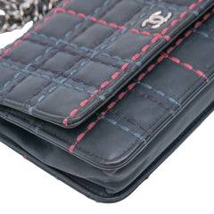 CC Square Stitched Calfskin Wallet on Chain