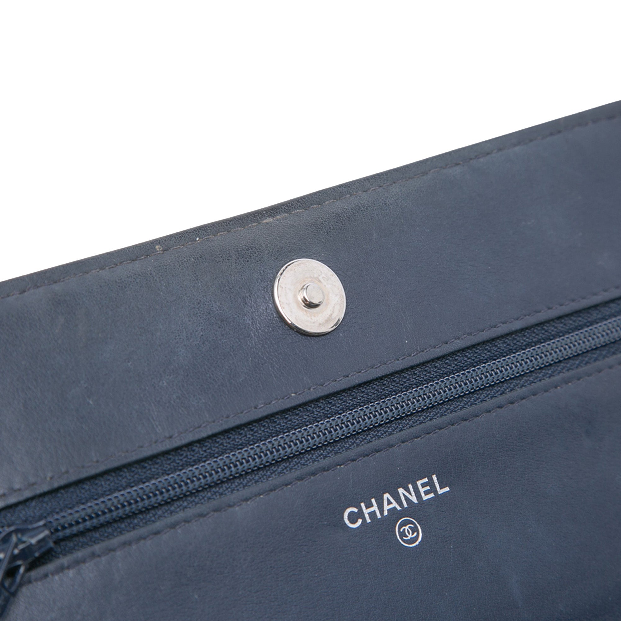 CC Square Stitched Calfskin Wallet on Chain