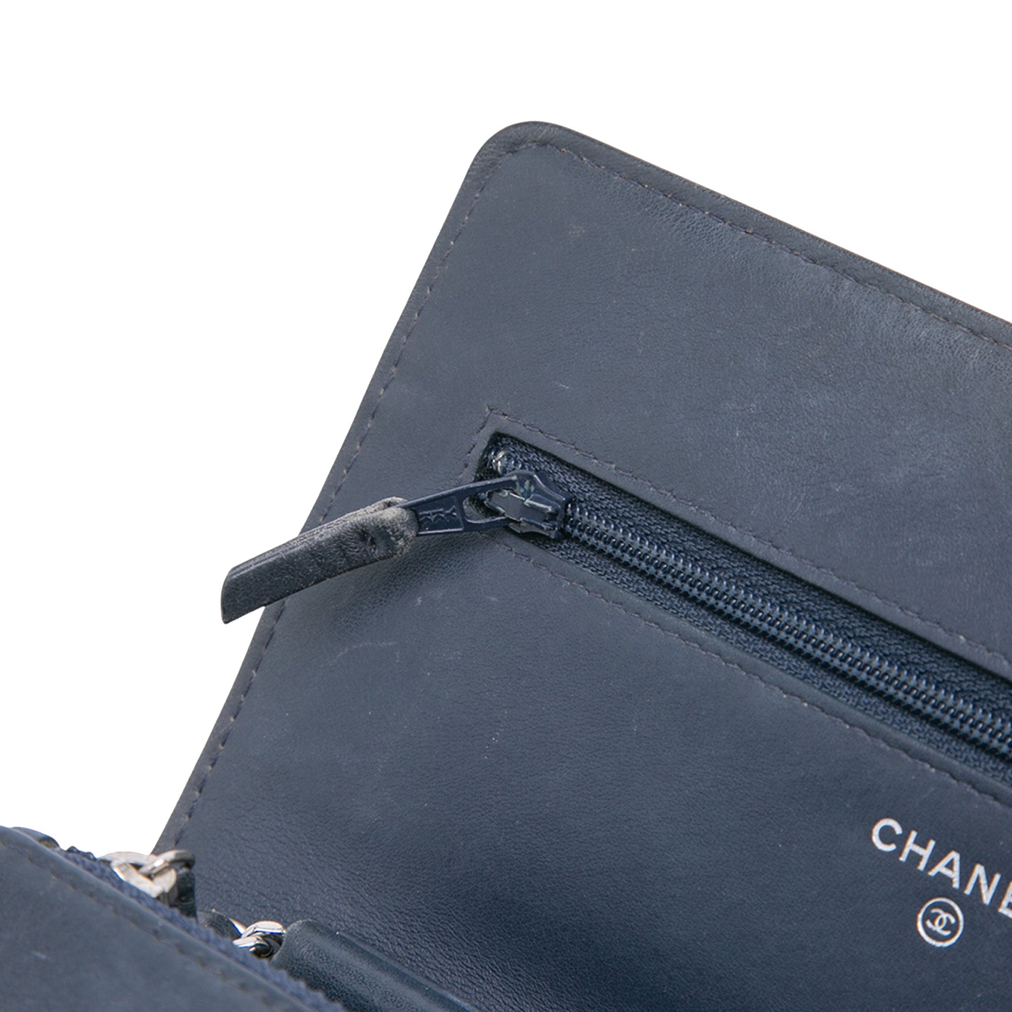CC Square Stitched Calfskin Wallet on Chain