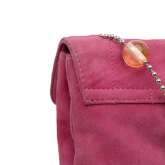 CC Choco Bar Suede Beaded Chain Flap