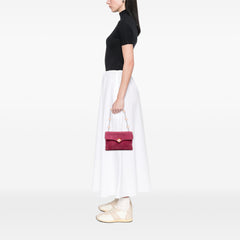 CC Choco Bar Suede Beaded Chain Flap