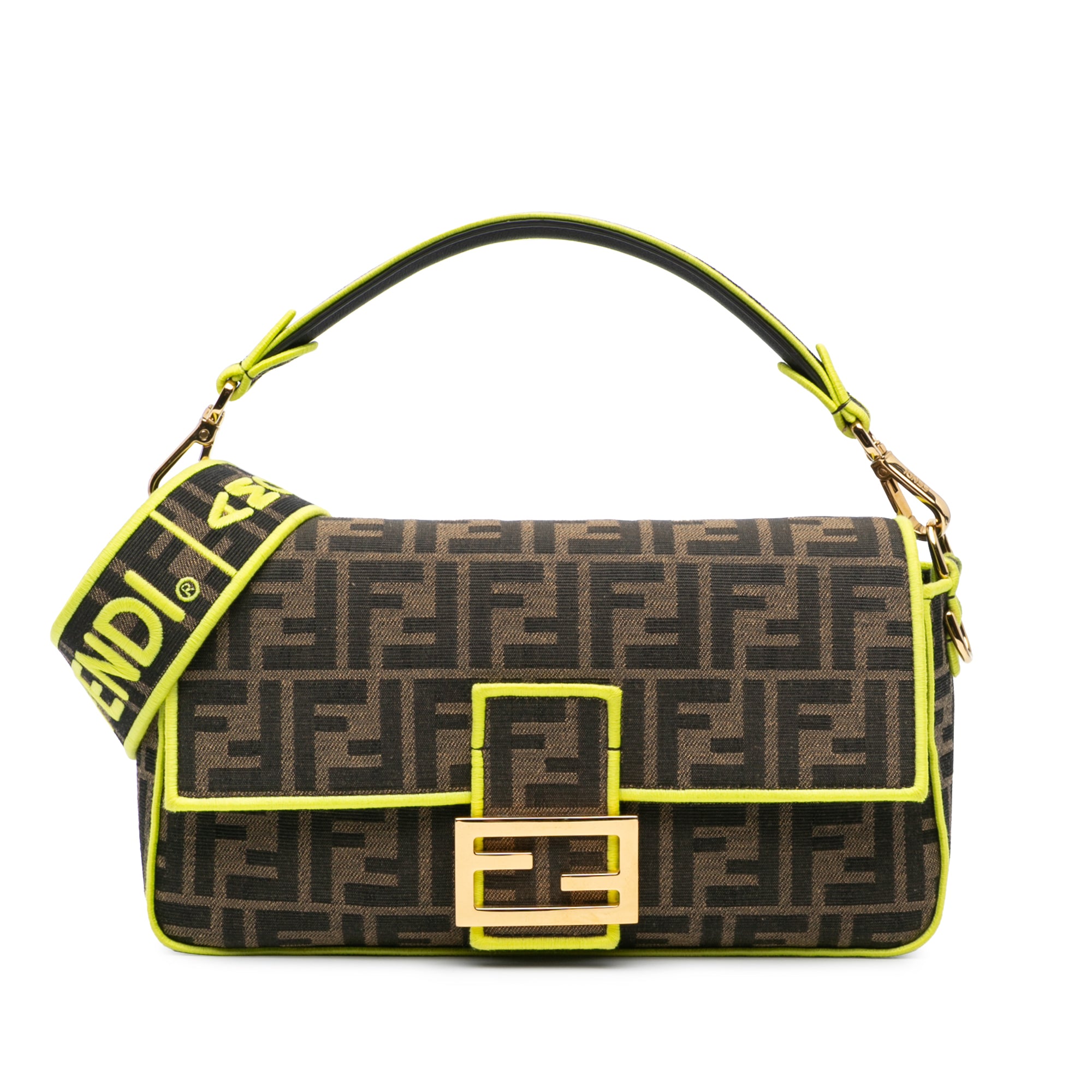 Large Zucca Fluo Trim Baguette Satchel