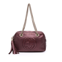 Metallic Leather Soho Chain Zip Shoulder Bag