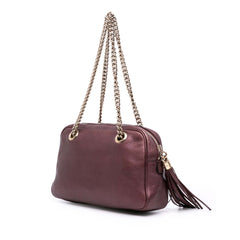Metallic Leather Soho Chain Zip Shoulder Bag