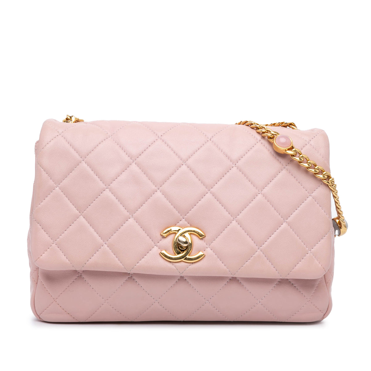 CC Quilted Lambskin Embellished Chain Flap