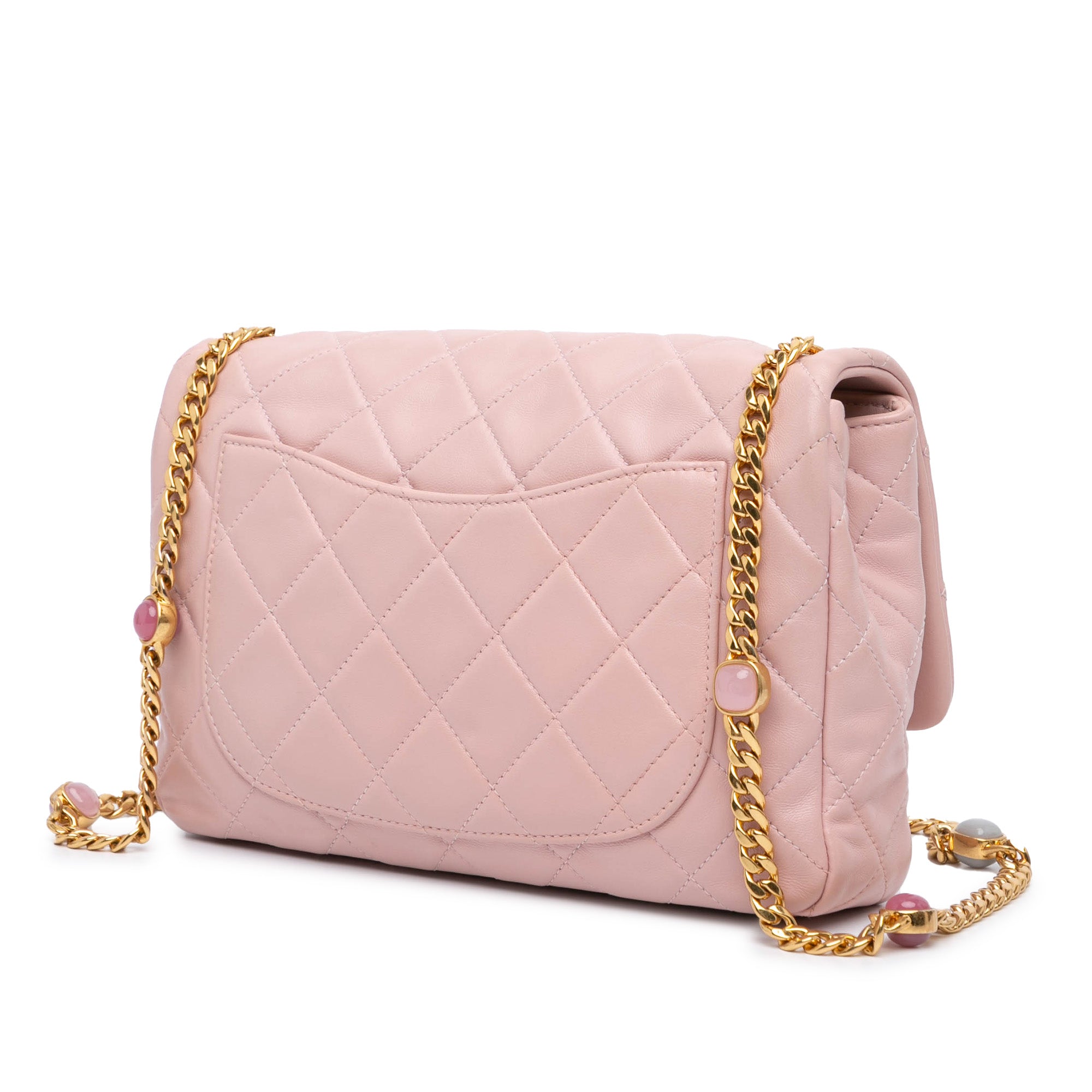 CC Quilted Lambskin Embellished Chain Flap