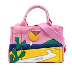 Small Canvas Canapa Desert Motif Patch Satchel