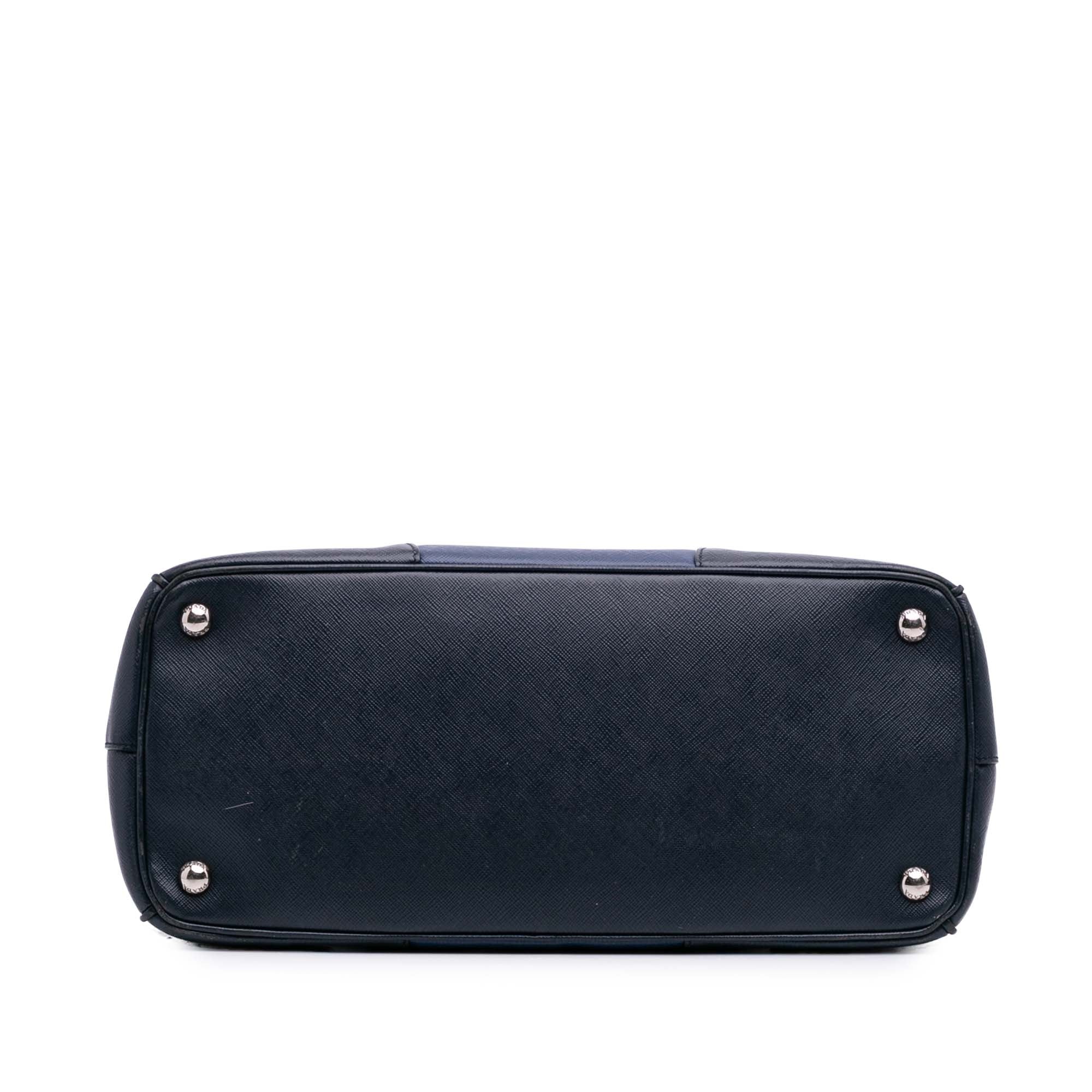 Medium Bicolor Saffiano Lux Galleria Double Zip Satchel