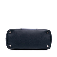 Medium Bicolor Saffiano Lux Galleria Double Zip Satchel