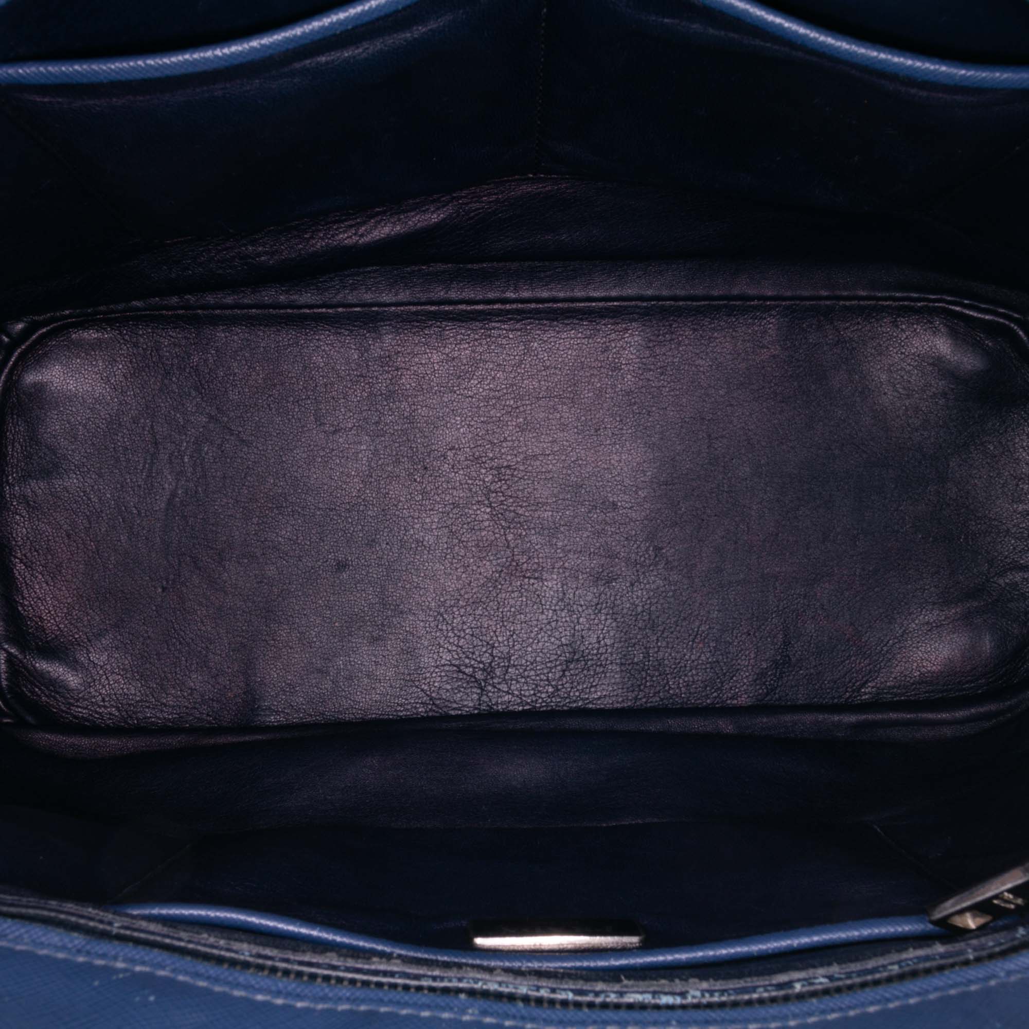 Medium Bicolor Saffiano Lux Galleria Double Zip Satchel