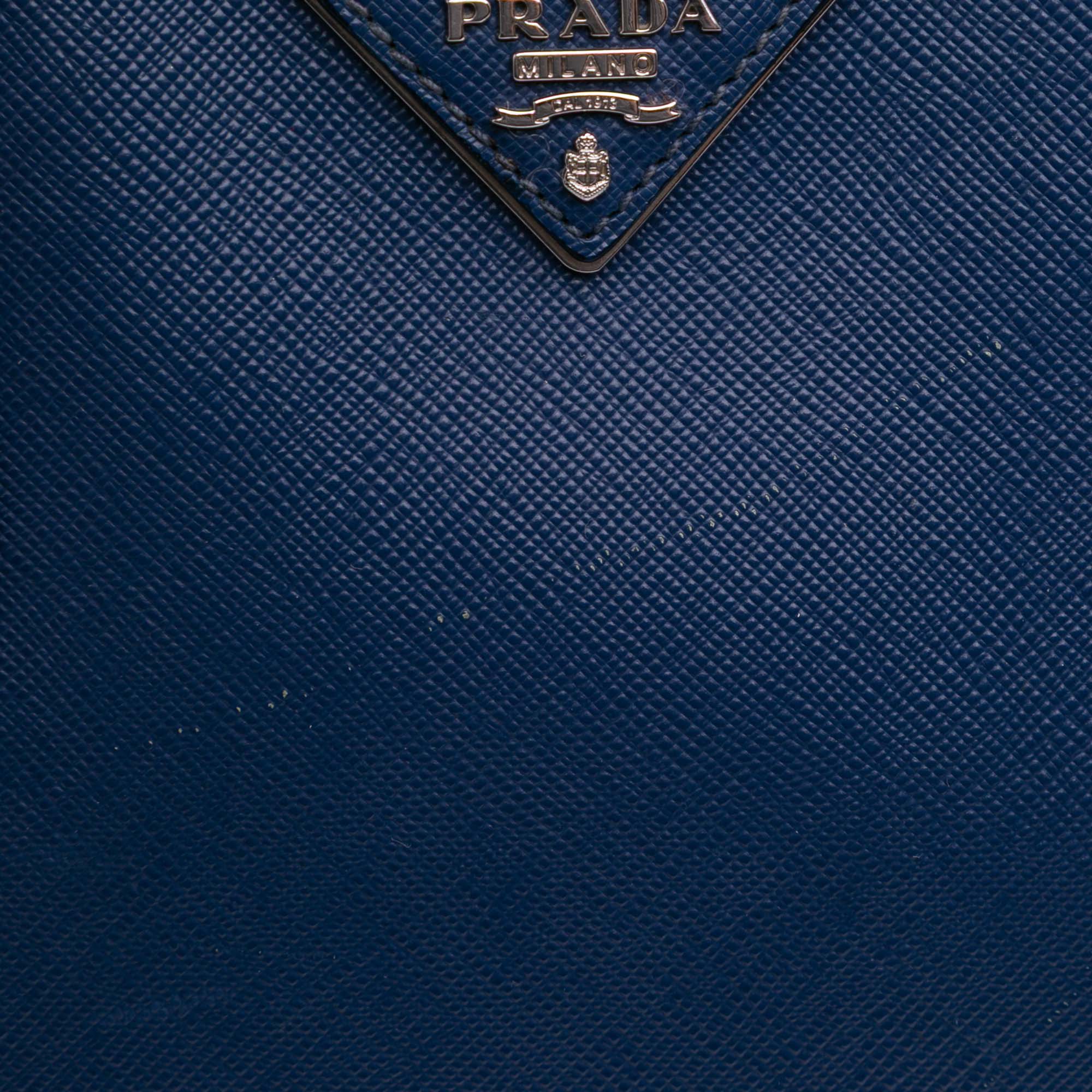 Medium Bicolor Saffiano Lux Galleria Double Zip Satchel