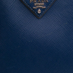 Medium Bicolor Saffiano Lux Galleria Double Zip Satchel