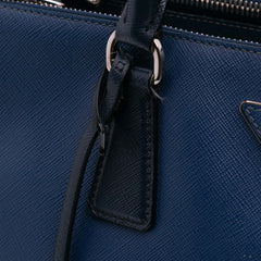 Medium Bicolor Saffiano Lux Galleria Double Zip Satchel