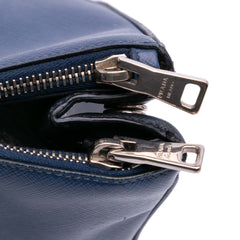 Medium Bicolor Saffiano Lux Galleria Double Zip Satchel