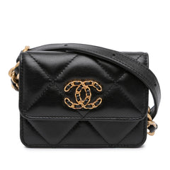 Quilted Lambskin 19 Flap Coin Purse With Chain