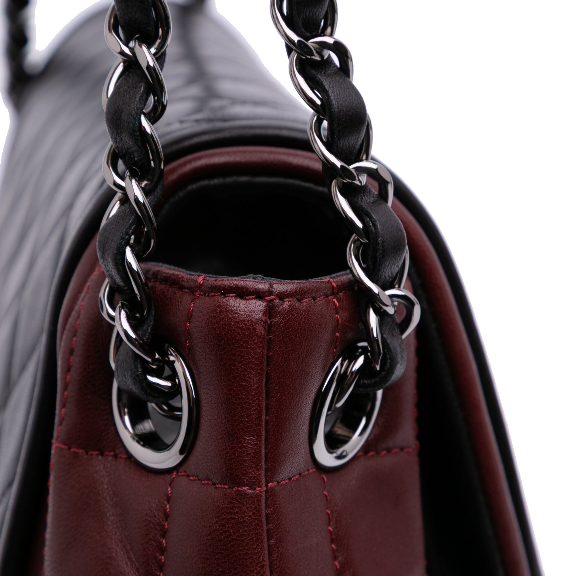 Bicolor Quilted Lambskin Twist Crescent Flap
