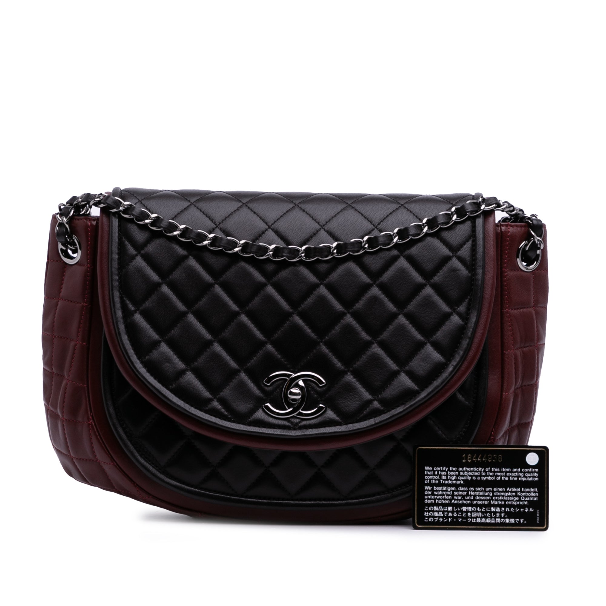 Bicolor Quilted Lambskin Twist Crescent Flap