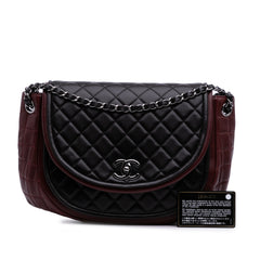 Bicolor Quilted Lambskin Twist Crescent Flap