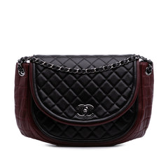 Bicolor Quilted Lambskin Twist Crescent Flap