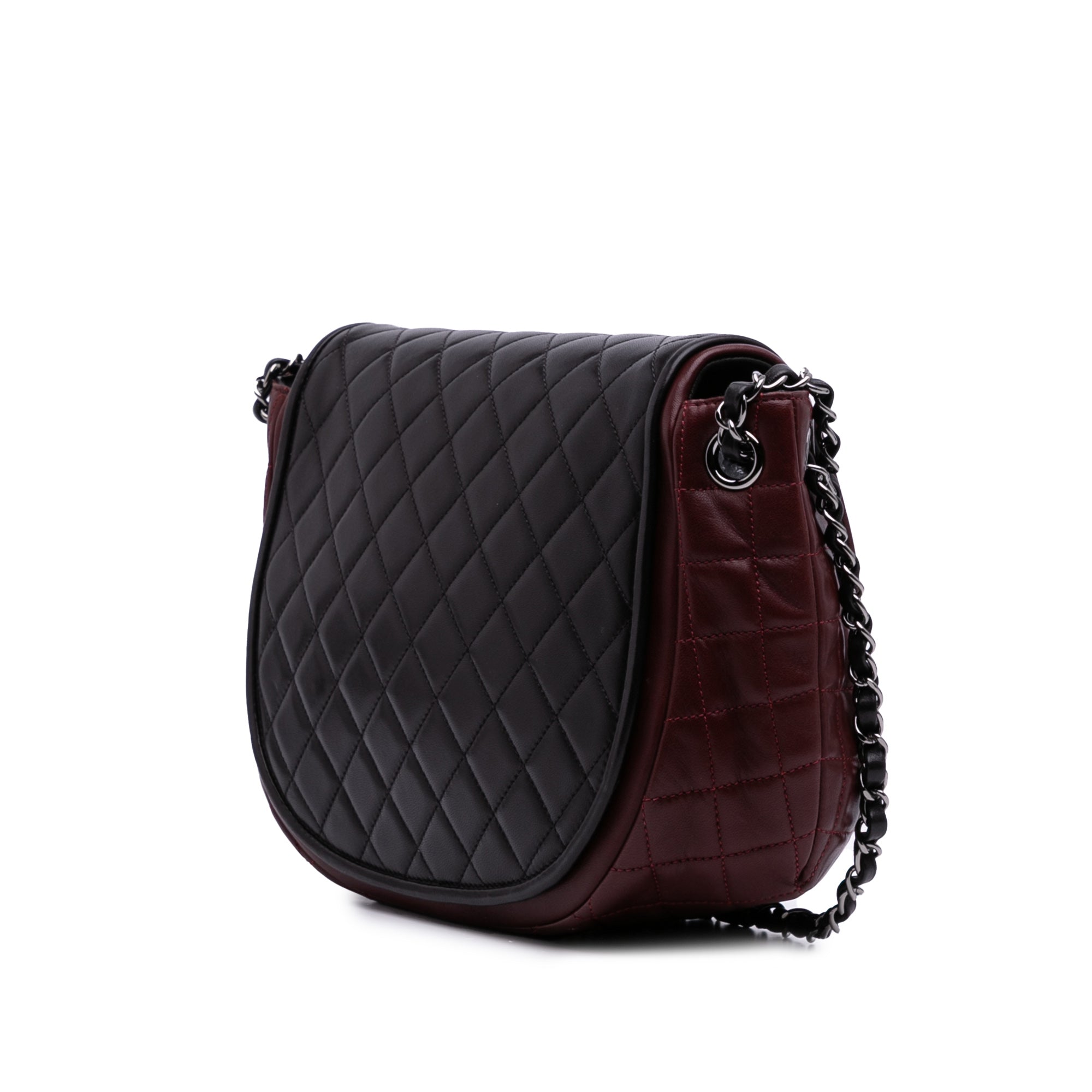 Bicolor Quilted Lambskin Twist Crescent Flap