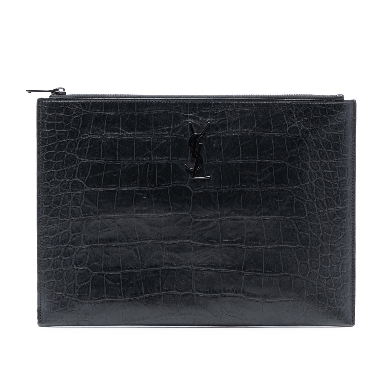 Croc Embossed Leather Monogram Document Holder