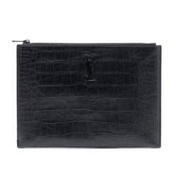 Croc Embossed Leather Monogram Document Holder
