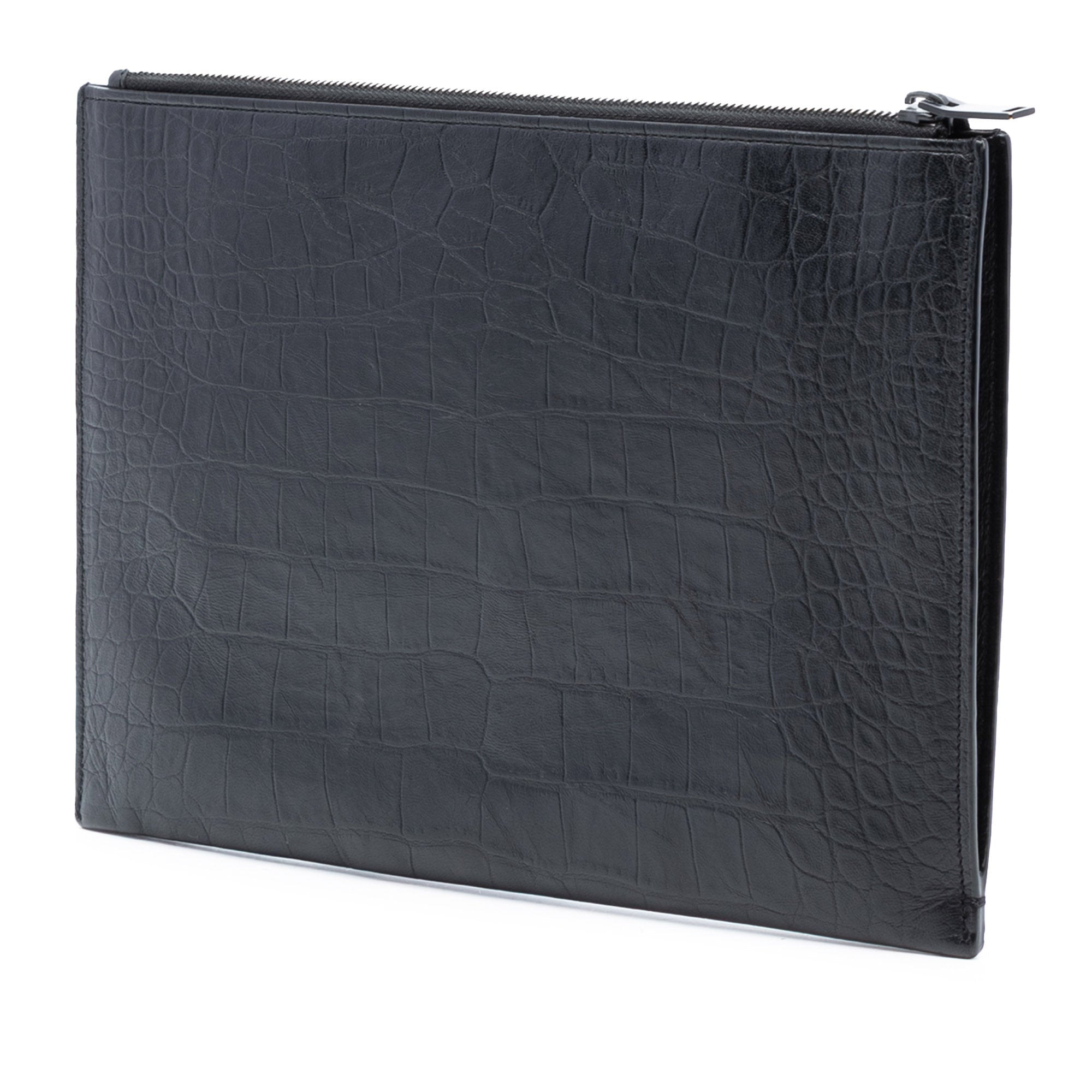 Croc Embossed Leather Monogram Document Holder