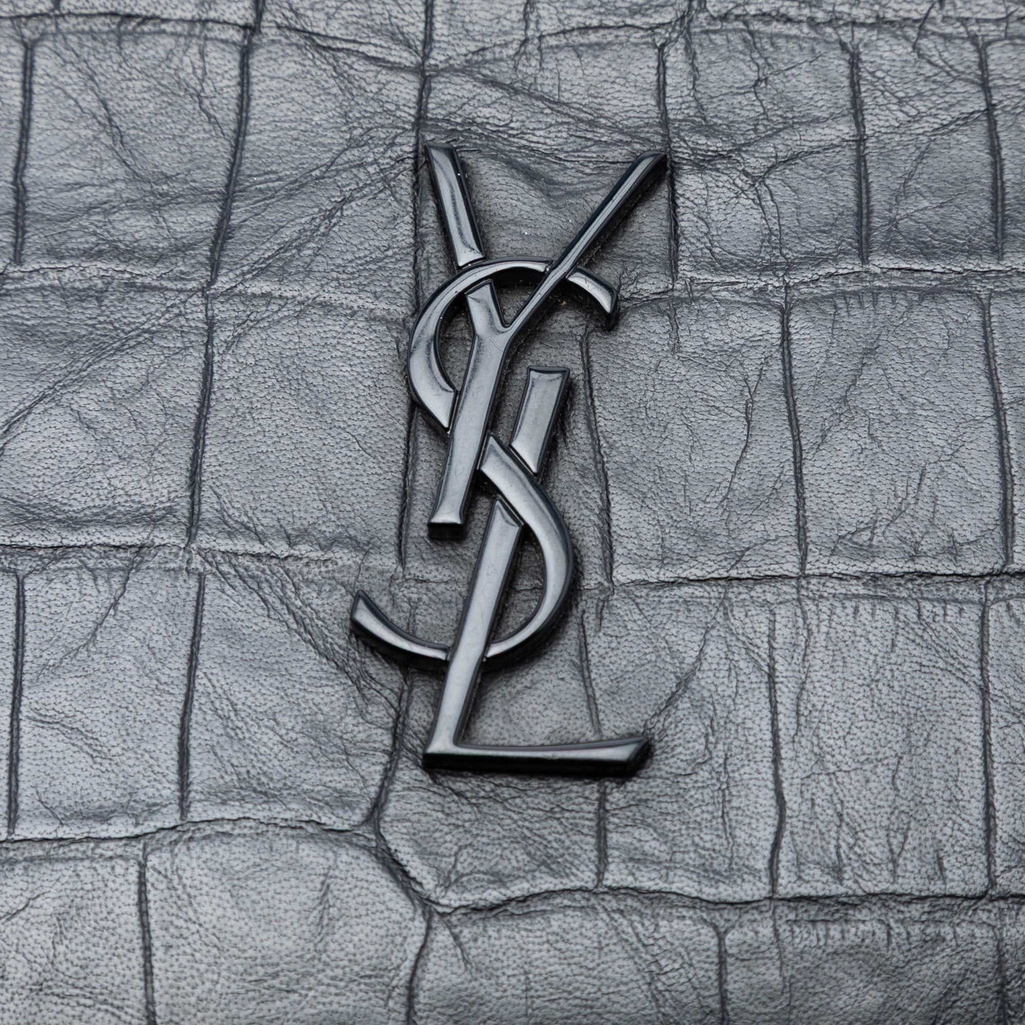 Croc Embossed Leather Monogram Document Holder