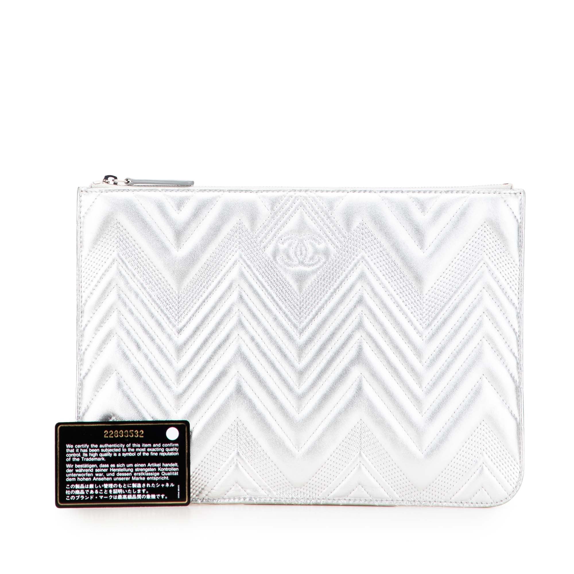 Medium Metallic Chevron Calfskin O Case Clutch