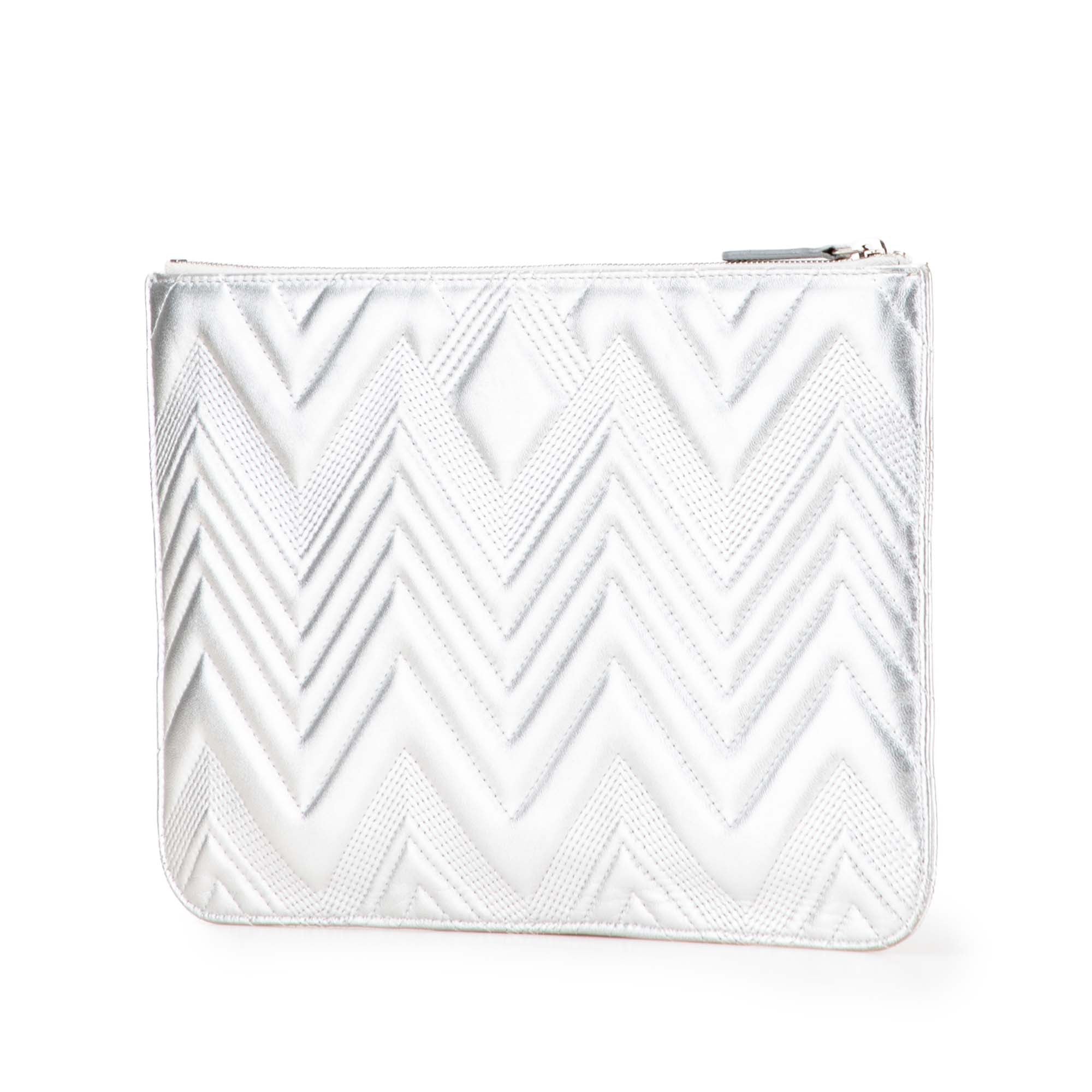Medium Metallic Chevron Calfskin O Case Clutch