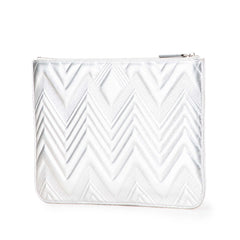 Medium Metallic Chevron Calfskin O Case Clutch