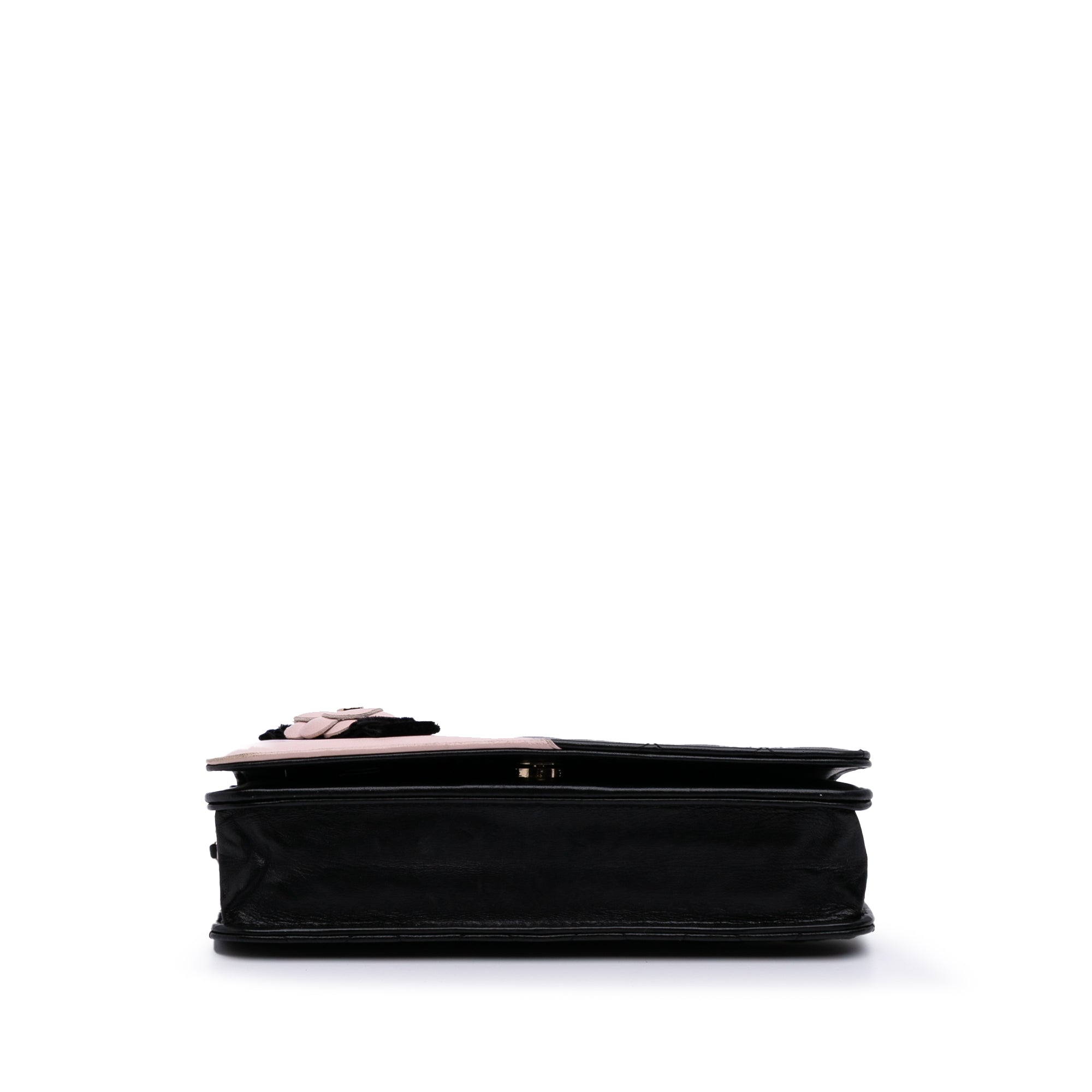 Bicolor Quilted Lambskin Camellia Wallet on Chain