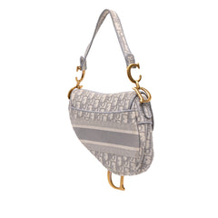 Oblique Canvas Embroidered Saddle Bag