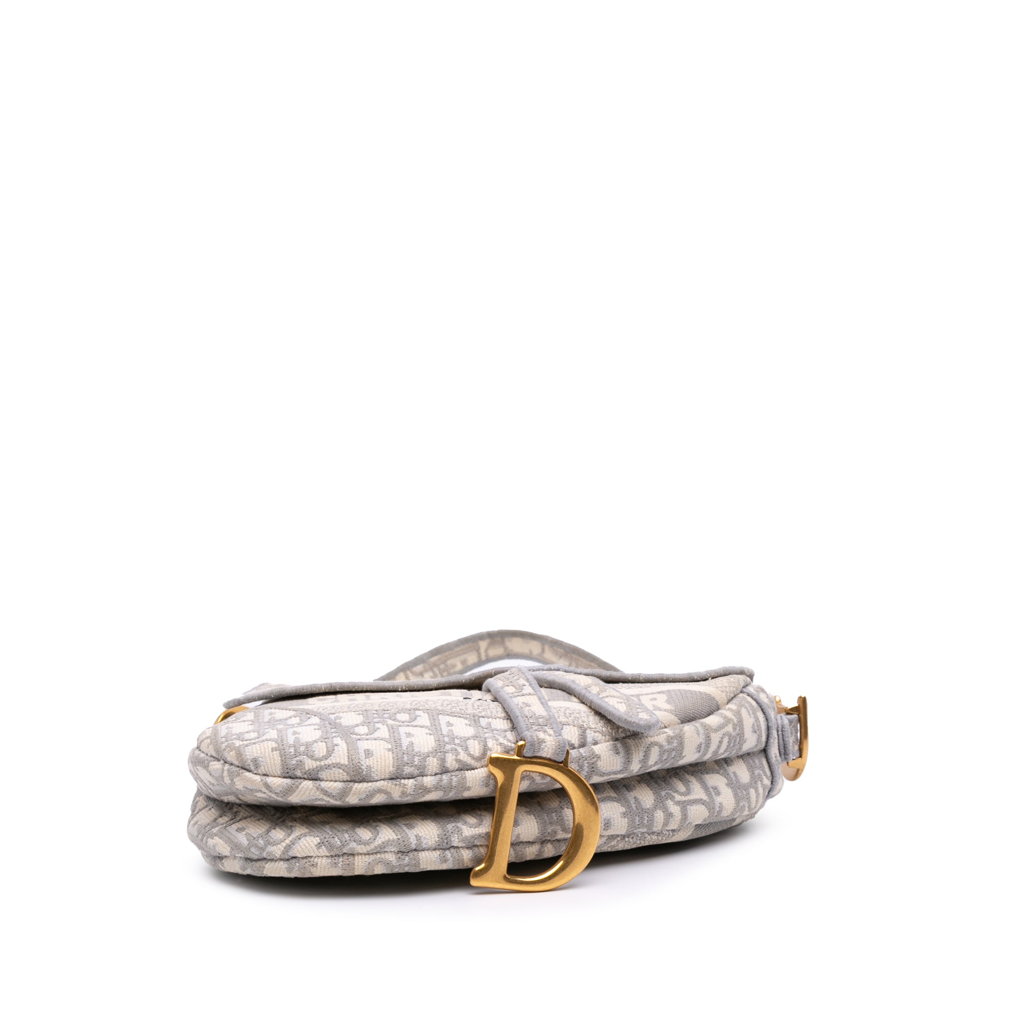 Oblique Canvas Embroidered Saddle Bag