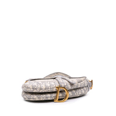 Oblique Canvas Embroidered Saddle Bag