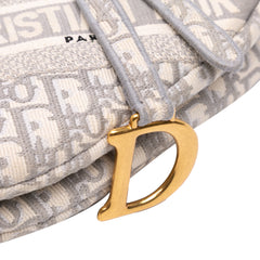 Oblique Canvas Embroidered Saddle Bag