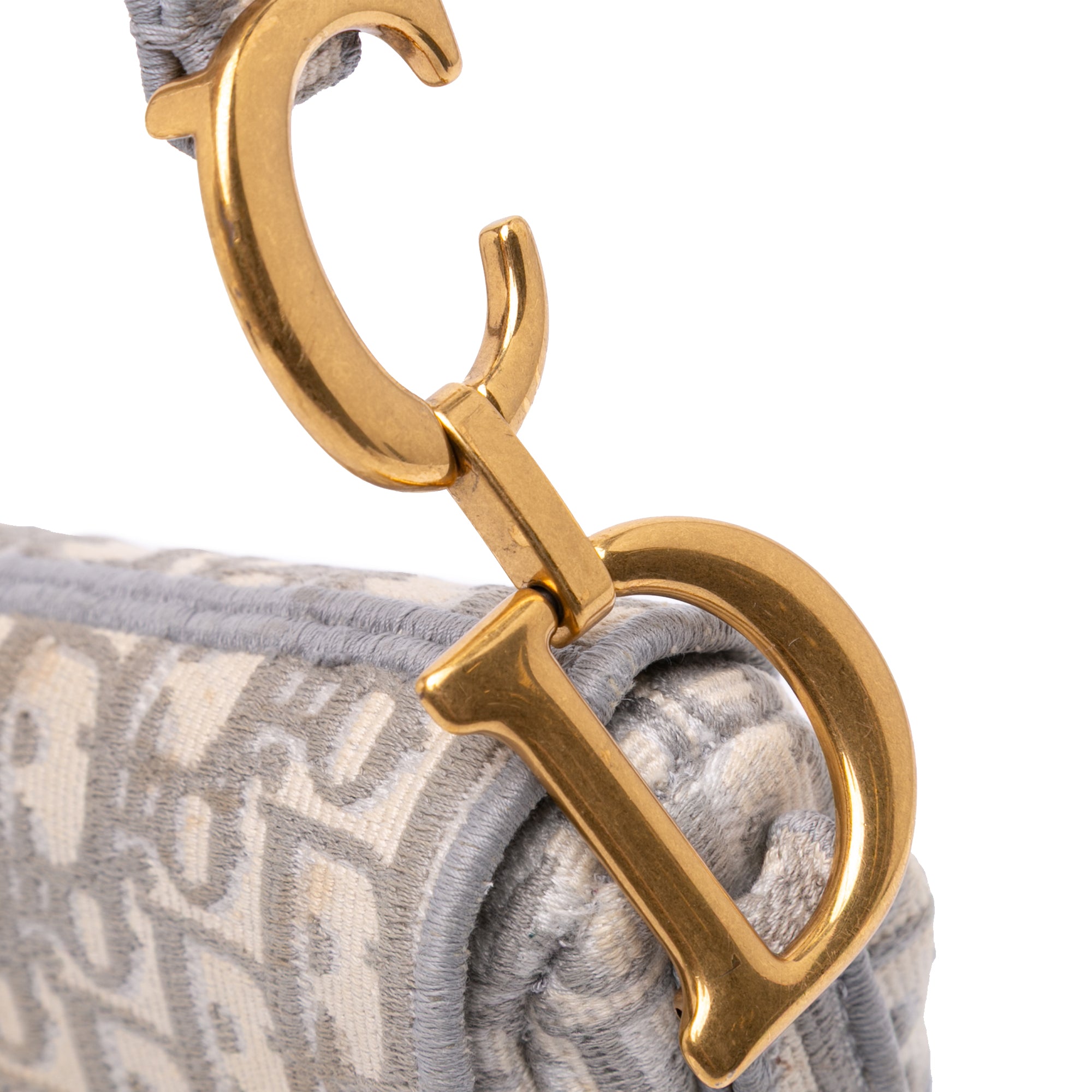Oblique Canvas Embroidered Saddle Bag