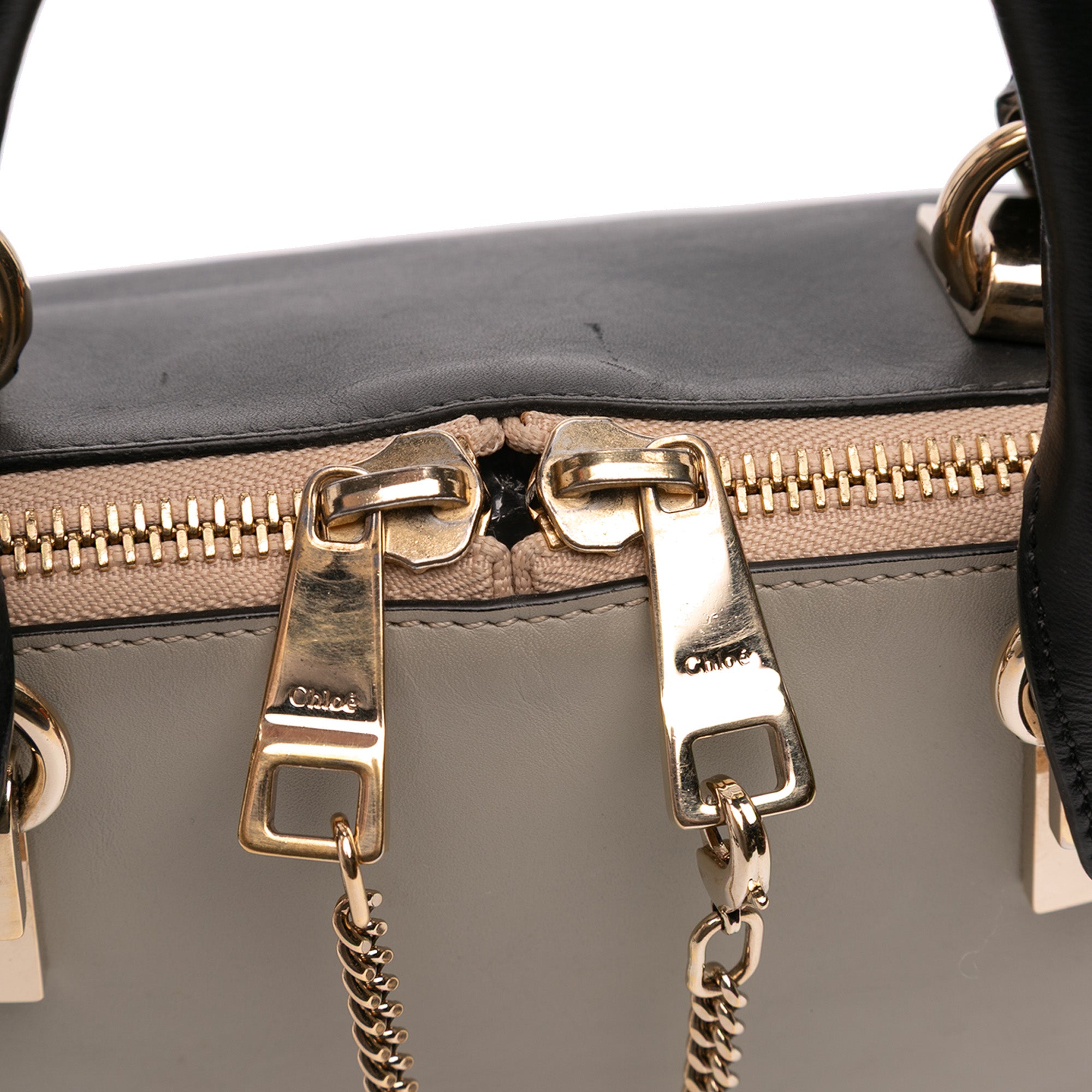 Small Bicolor Leather Baylee Satchel