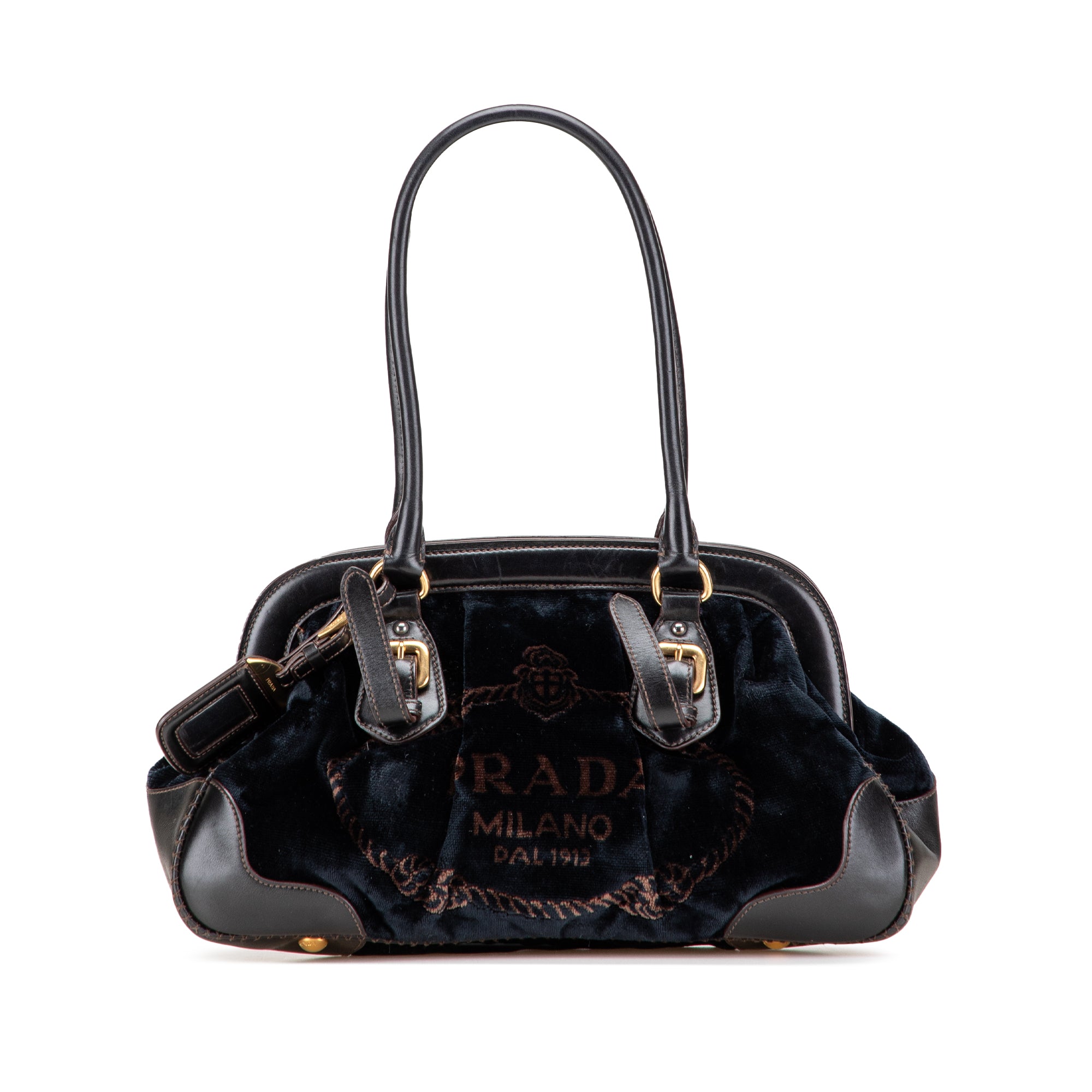Velvet Logo Frame Shoulder Bag