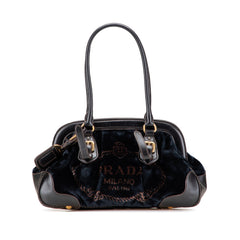 Velvet Logo Frame Shoulder Bag