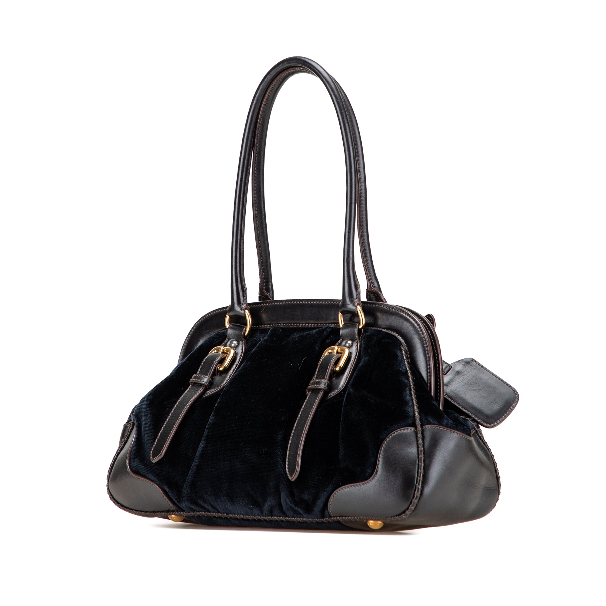 Velvet Logo Frame Shoulder Bag