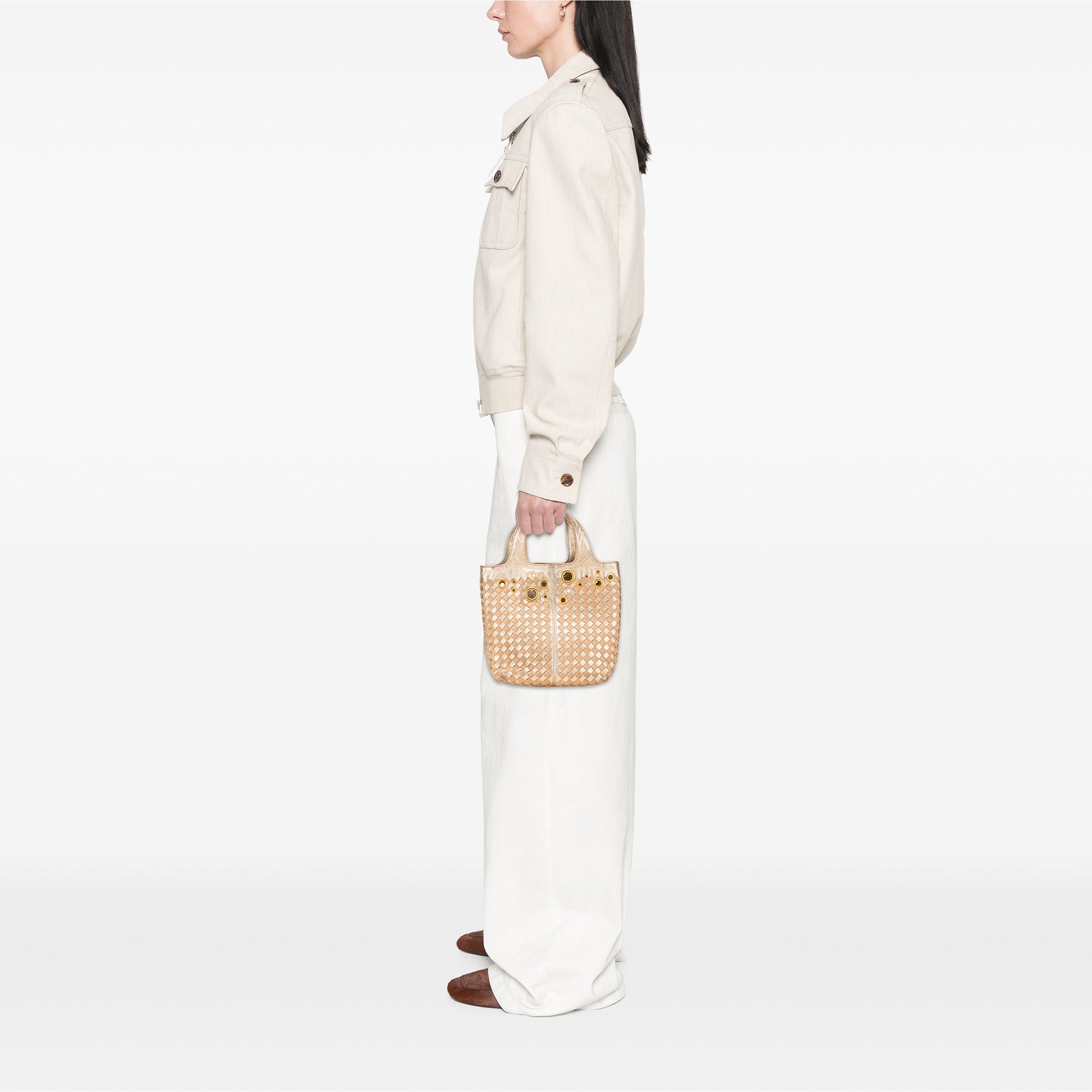 Calfskin Intrecciato Grommet Handbag