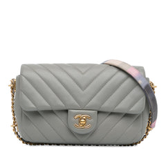 Mini Rectangular Chevron Lambskin Chain Around Flap_0