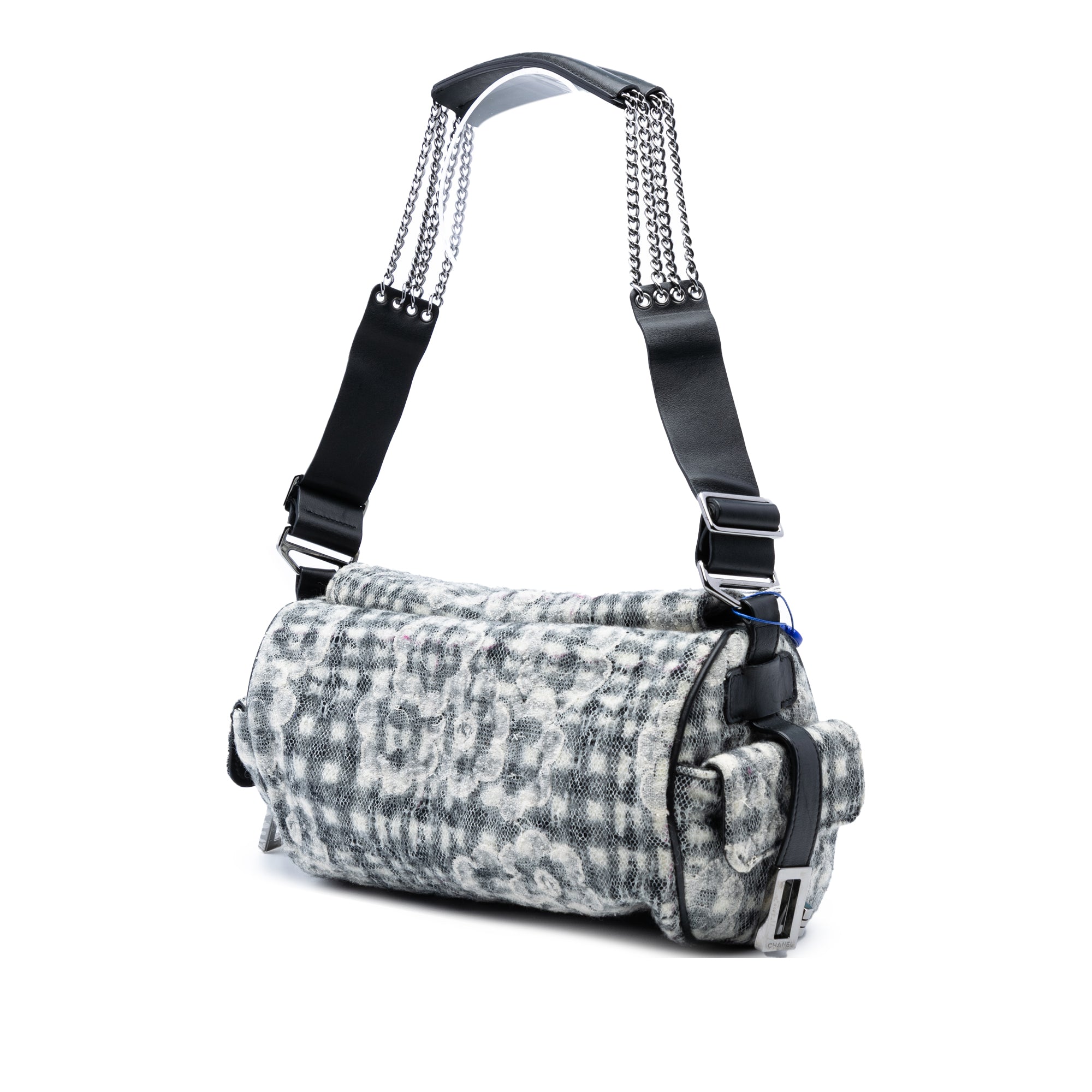 Tweed Camellia Chain Flap Shoulder Bag