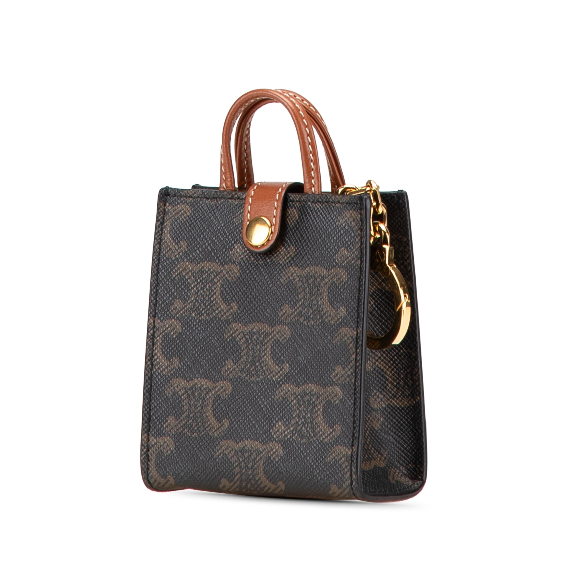 Micro Triomphe Coated Canvas Vertical Cabas Bag Charm