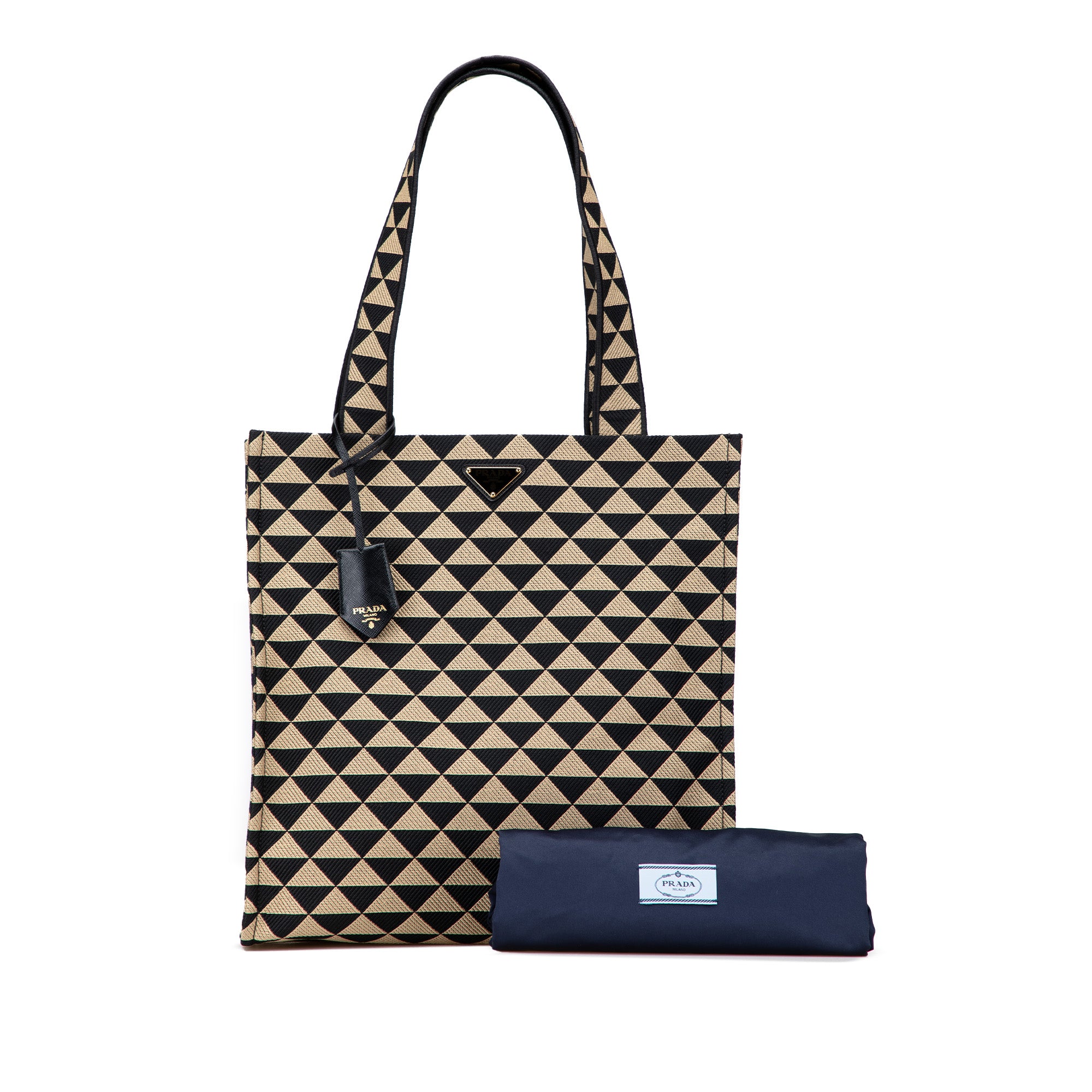Embroidered Canvas Triangolo Symbole Shopping Tote