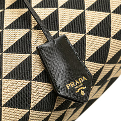 Embroidered Canvas Triangolo Symbole Shopping Tote