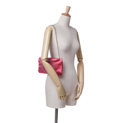 Satin Diamante Camellia Clutch with Chain